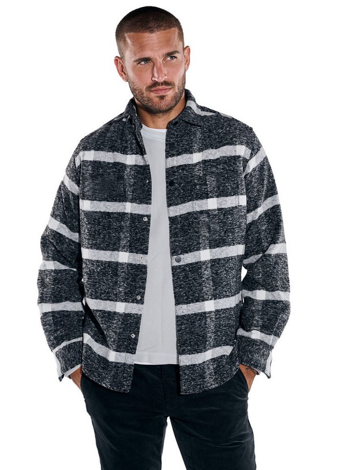 emilio adani Langarmhemd emilio adani Herren Overshirt kariert, Anthrazit von emilio adani