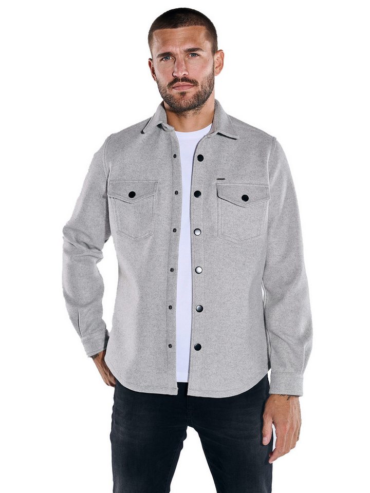 emilio adani Langarmhemd emilio adani Herren Overshirt uni, Silbergrau von emilio adani