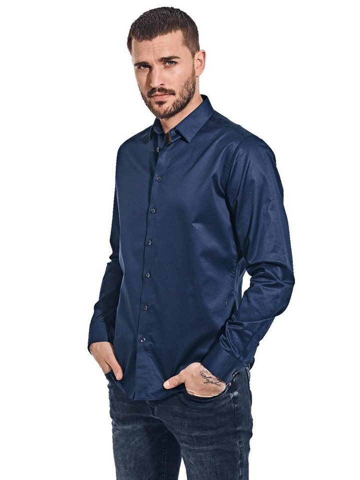 emilio adani Langarmhemd emilio adani Herren Hemd "My Favorite", Marineblau von emilio adani