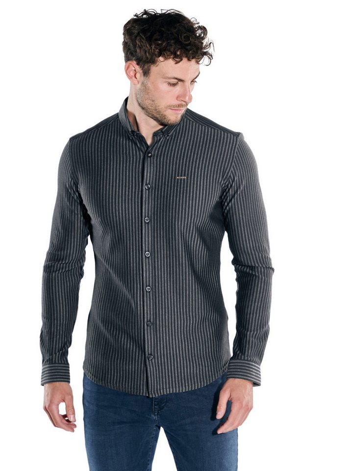 emilio adani Langarmhemd emilio adani Herren Hemd gemustert, Schwarz von emilio adani