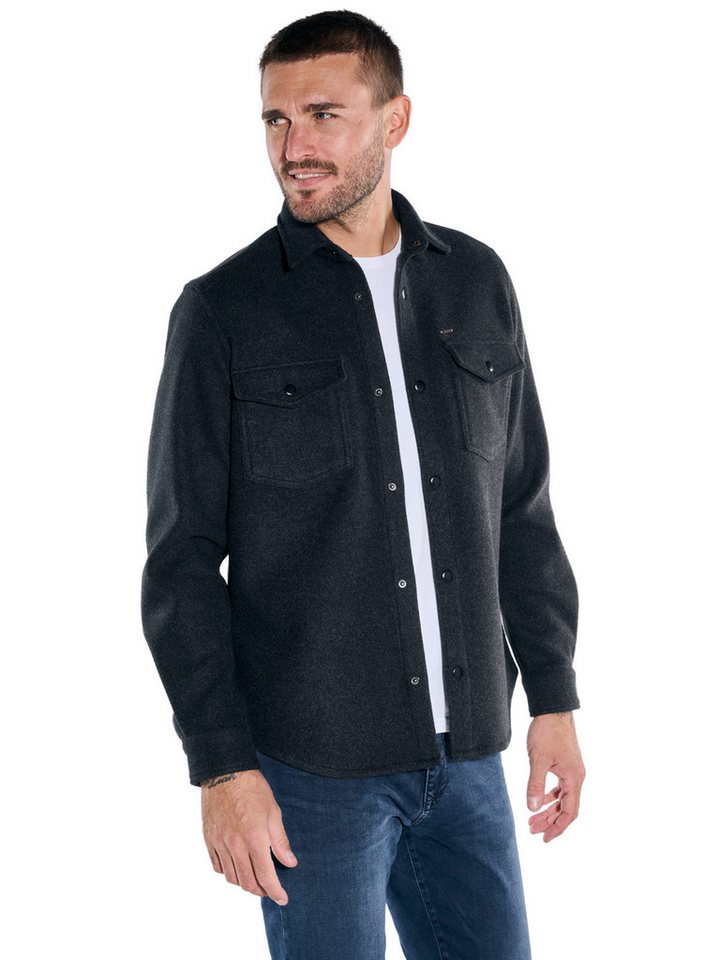 emilio adani Langarmhemd emilio adani Herren Overshirt mit Druckknöpfen, Anthrazit von emilio adani
