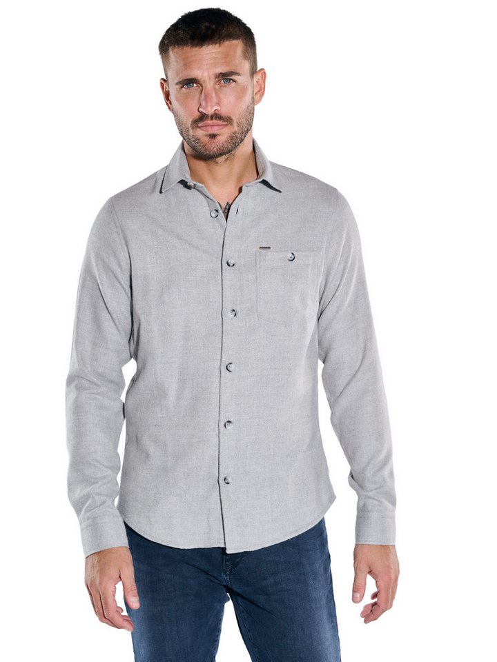 emilio adani Langarmhemd emilio adani Herren Hemd uni, Silbergrau von emilio adani