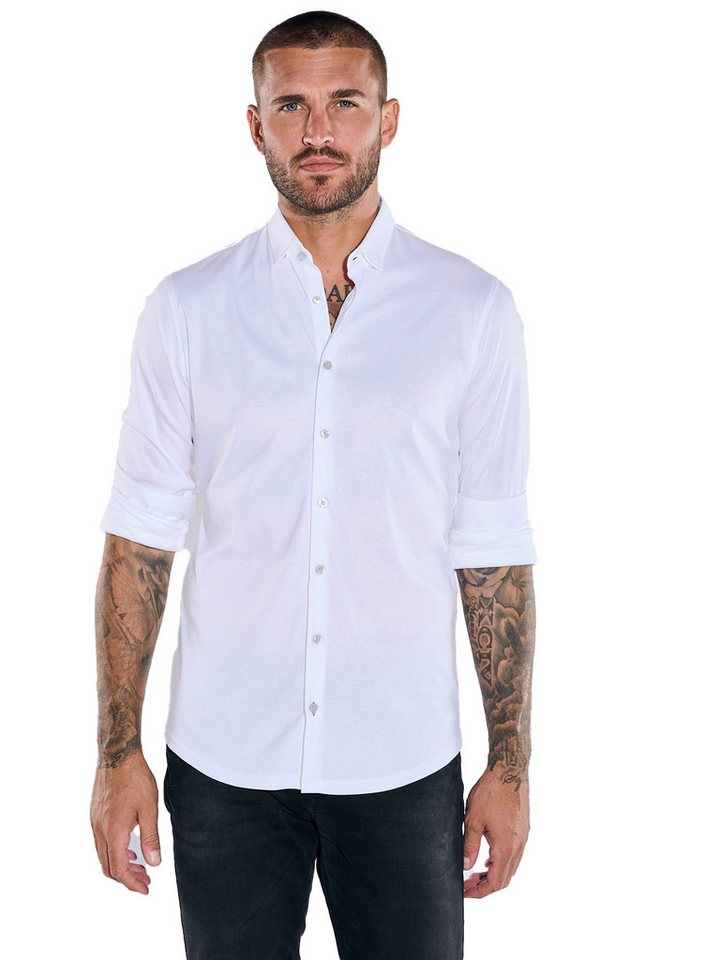 emilio adani Langarmhemd emilio adani Herren Jersey-Hemd Langarm, Reinweiss von emilio adani