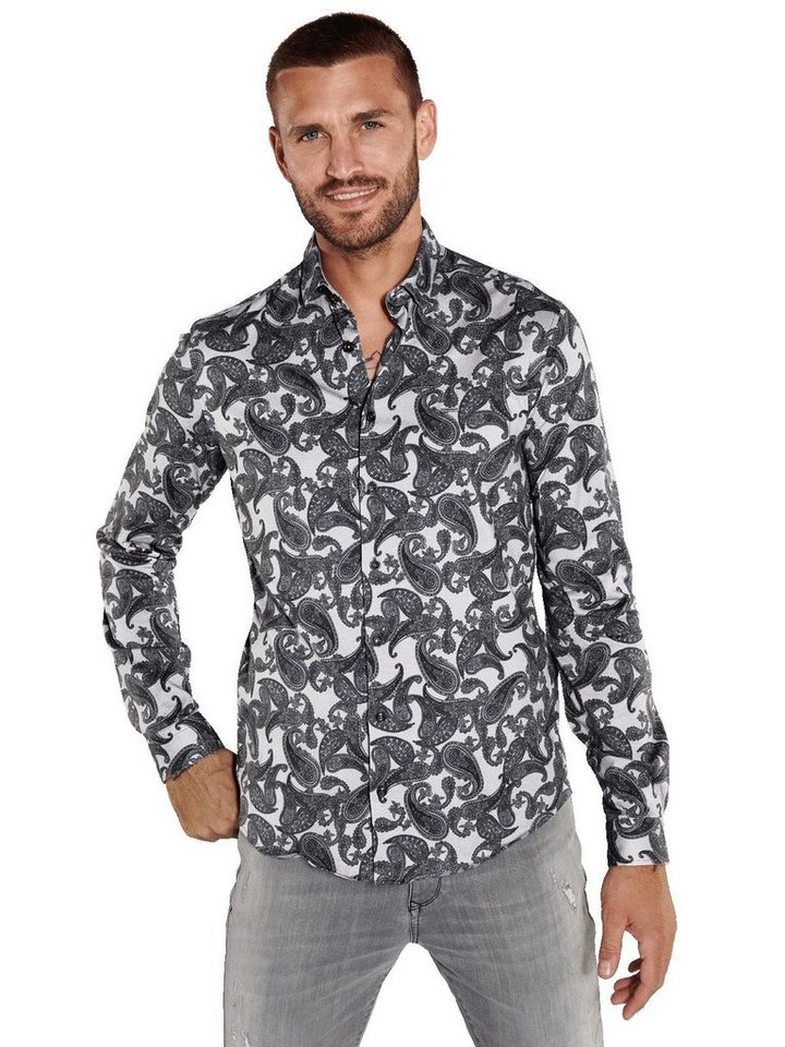 emilio adani Langarmhemd emilio adani Herren Langarm-Hemd gemustert, Anthrazit von emilio adani