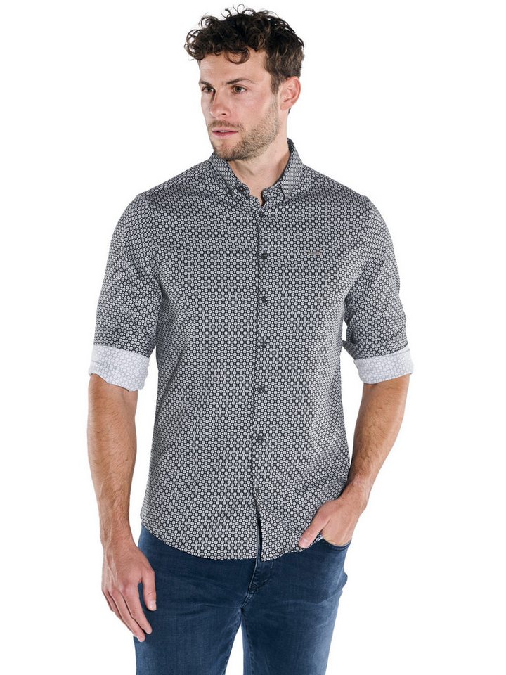 emilio adani Langarmhemd emilio adani Herren Langarm-Hemd gemustert, Schwarz von emilio adani