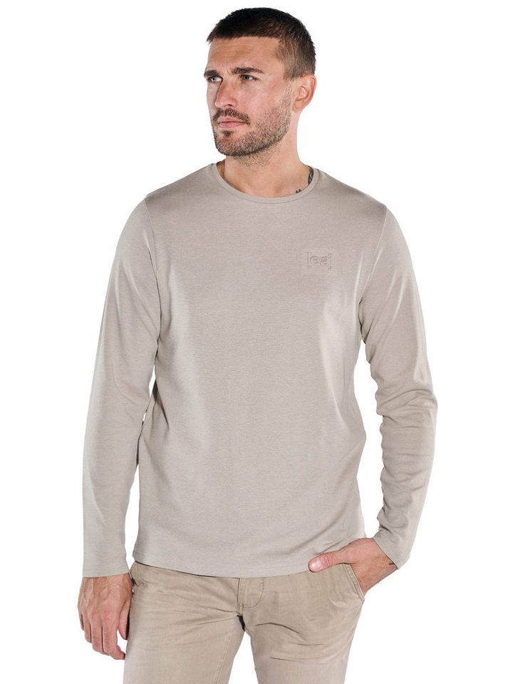 emilio adani Langarmshirt emilio adani Herren Langarm-Shirt strukturiert, Braunbeige von emilio adani