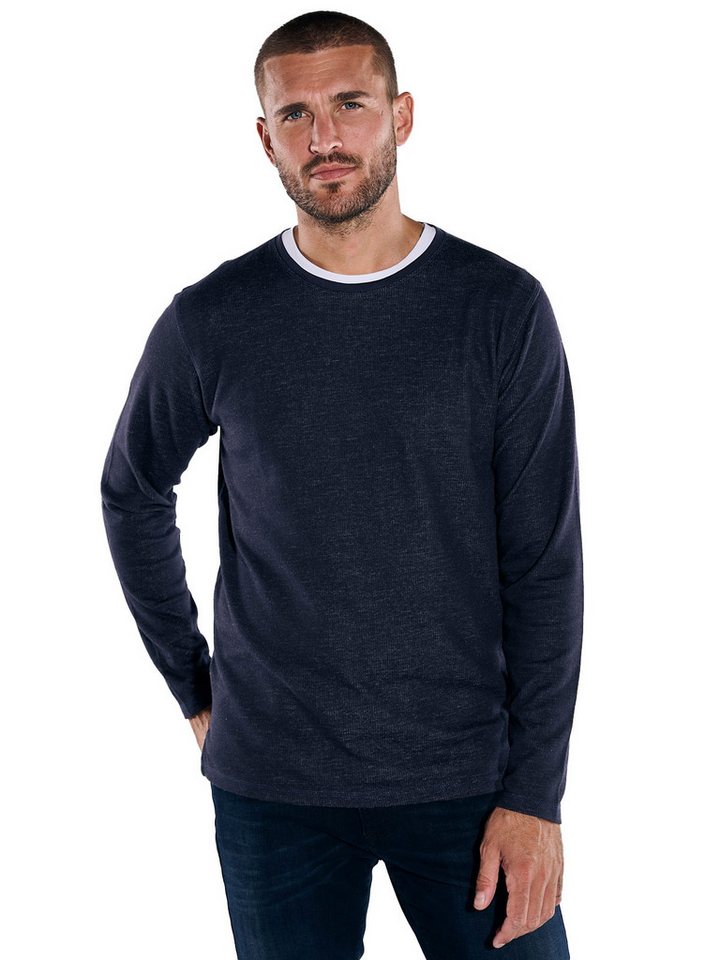 emilio adani Langarmshirt emilio adani Herren Langarm-Shirt uni, Saphirblau von emilio adani