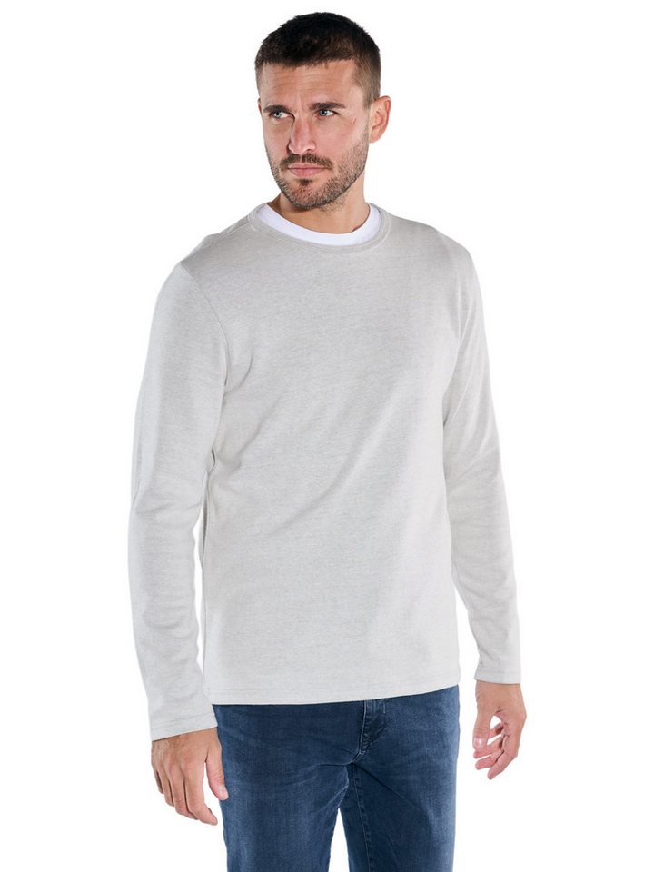 emilio adani Langarmshirt emilio adani Herren Langarm-Shirt strukturiert, Hellgrau von emilio adani