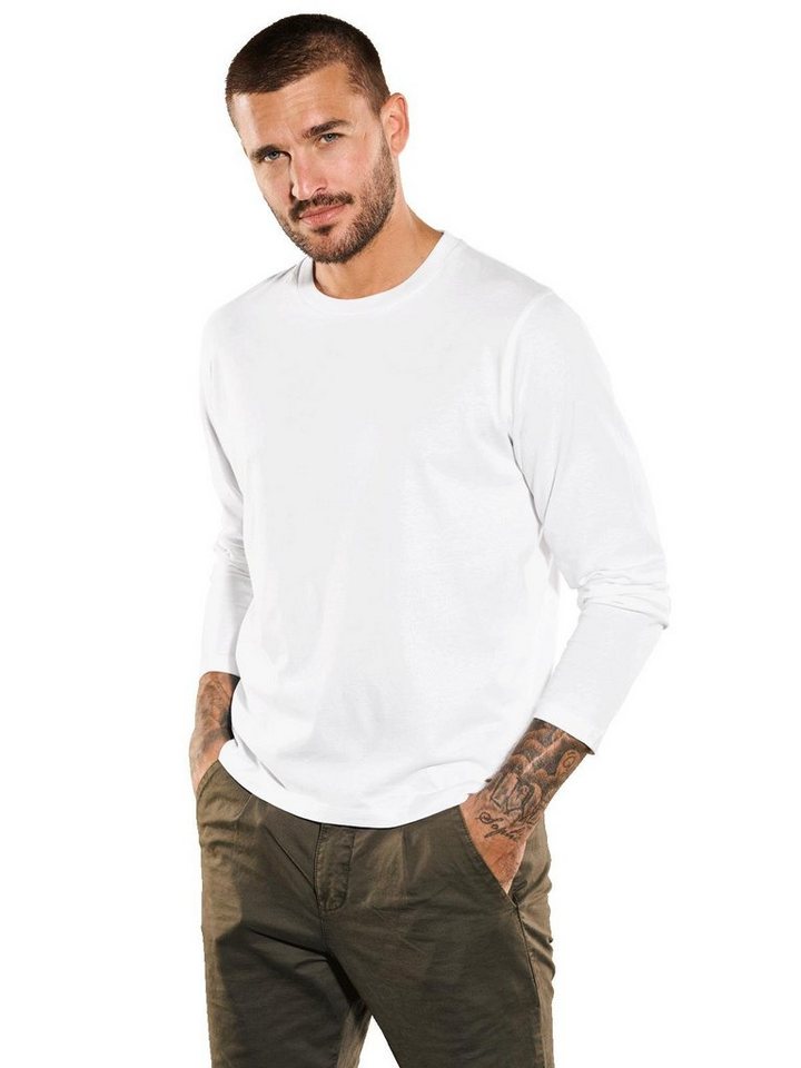 emilio adani Langarmshirt emilio adani Herren Langarm-Shirt uni, Reinweiss von emilio adani