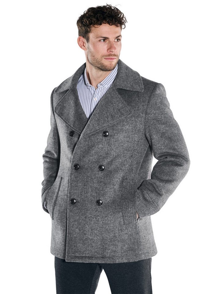 emilio adani Langjacke emilio adani Herren Caban-Mantel mit Reverskragen, Dunkelgrau von emilio adani