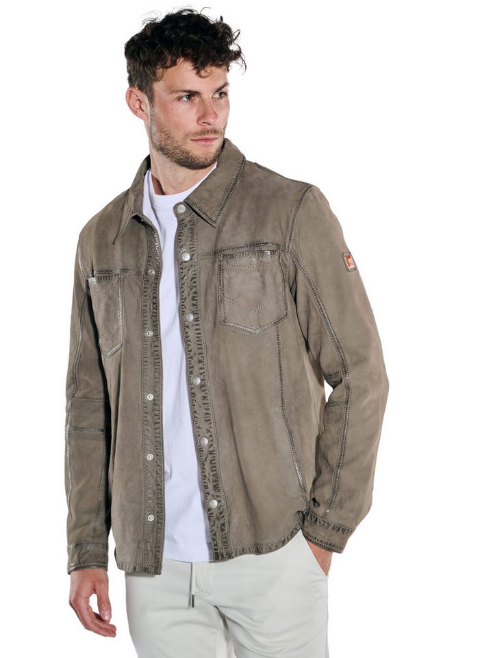 emilio adani Lederjacke emilio adani Herren Leder-Overshirt, Grau von emilio adani
