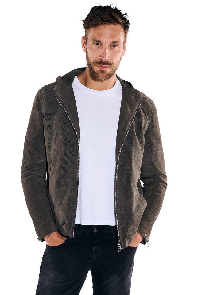 emilio adani Lederjacke Lederjacke mit Kapuze von emilio adani