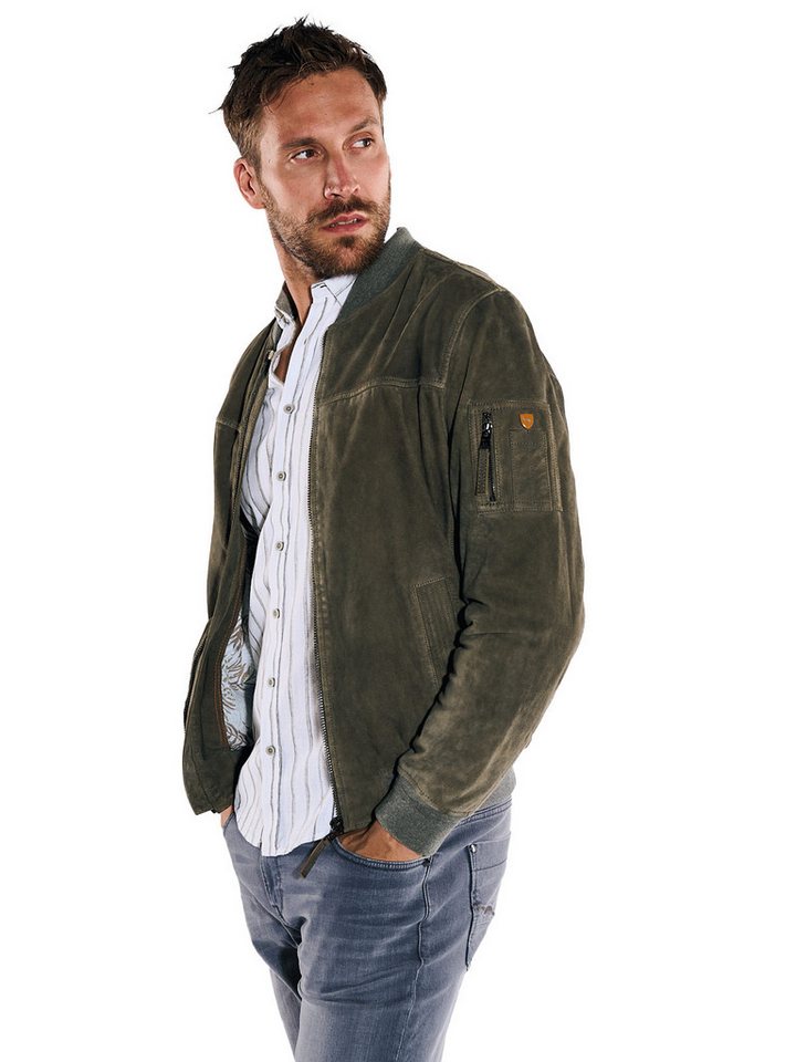 emilio adani Lederjacke emilio adani Herren Lederjacke regular, Dunkelgrau von emilio adani