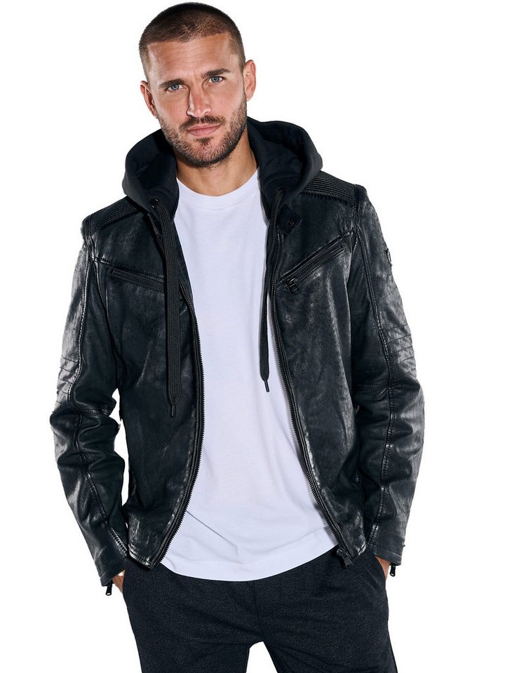 emilio adani Lederjacke emilio adani Herren Lederjacke, Schwarz von emilio adani