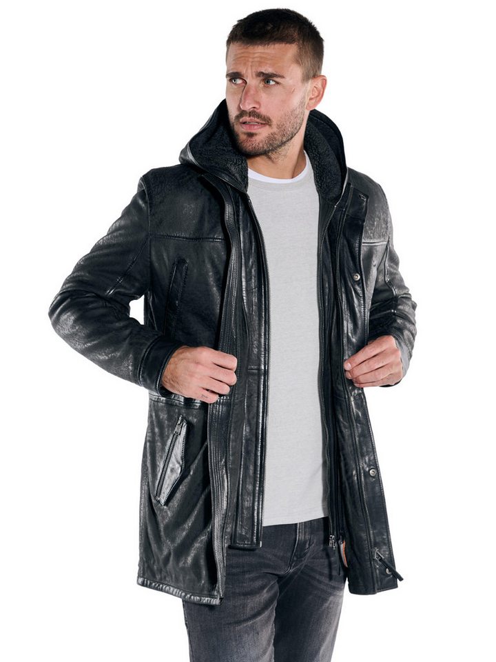 emilio adani Lederjacke emilio adani Herren Lederjacke, Schwarz von emilio adani