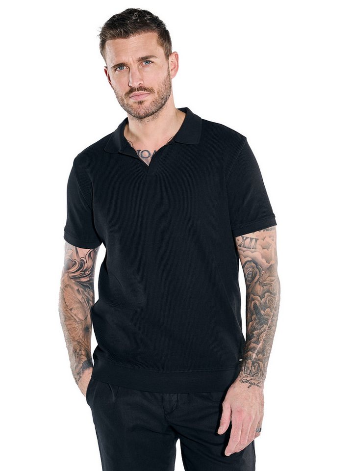 emilio adani Poloshirt emilio adani Herren Polo-Shirt uni, Schwarz von emilio adani