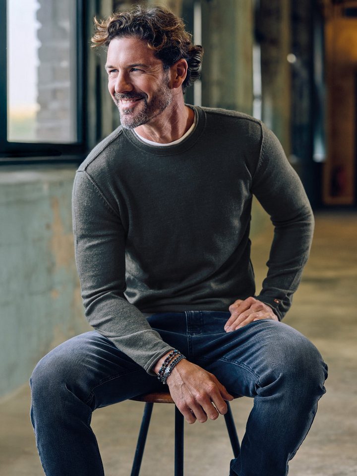 emilio adani Rundhalspullover emilio adani Herren Rundhals Pullover, Gruen von emilio adani