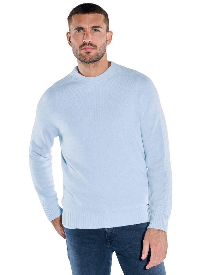 emilio adani Rundhalspullover emilio adani Herren Strickpullover strukturiert, Hellblau von emilio adani