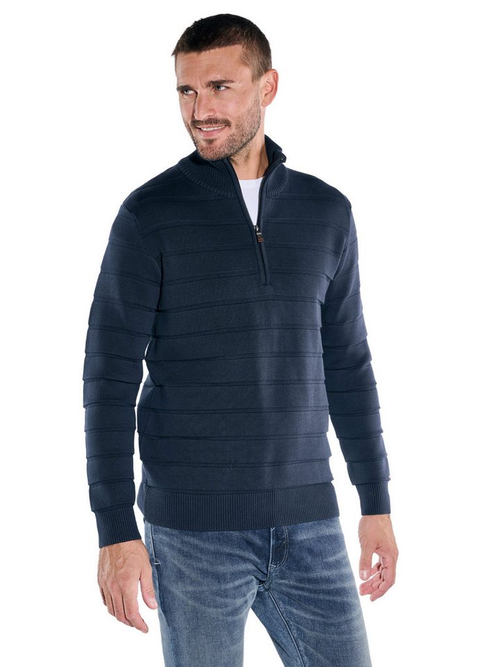 emilio adani Stehkragenpullover emilio adani Herren Pullover mit Troyerkragen, Saphirblau von emilio adani
