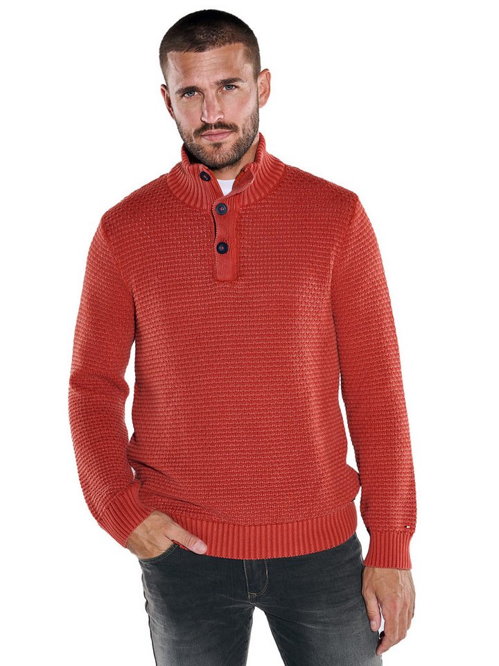 emilio adani Stehkragenpullover emilio adani Herren Pullover mit Troyerkragen, Dunkelorange von emilio adani
