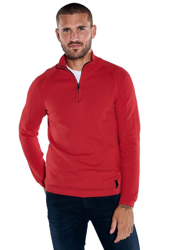 emilio adani Stehkragenpullover emilio adani Herren Pullover mit Troyerkragen, Feuerrot von emilio adani