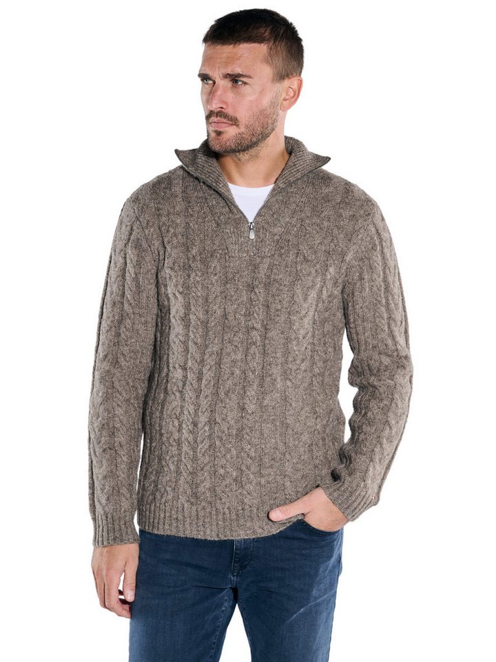 emilio adani Stehkragenpullover emilio adani Herren Pullover mit Troyerkragen, Braunbeige von emilio adani