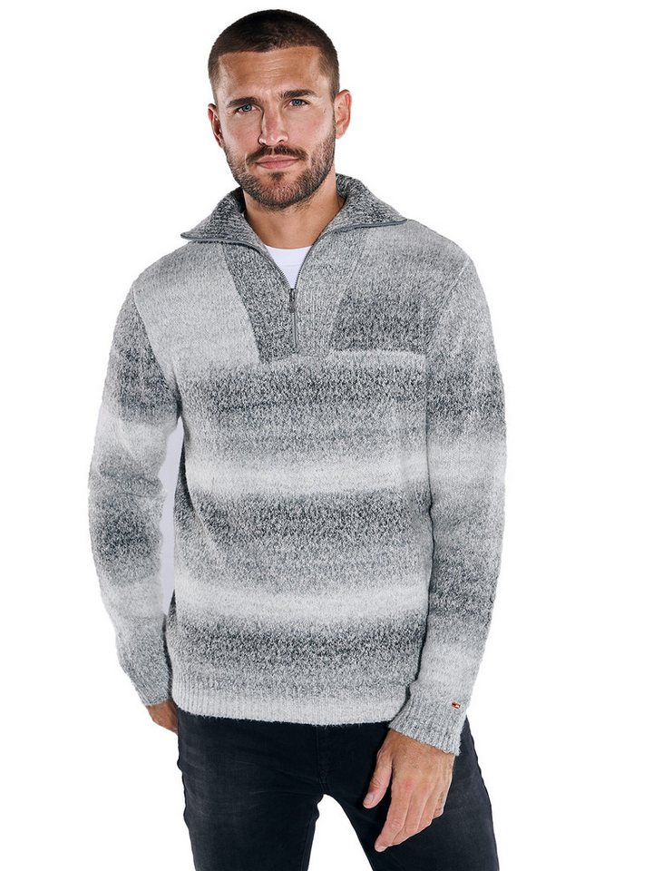 emilio adani Stehkragenpullover emilio adani Herren Pullover mit Troyerkragen, Anthrazit von emilio adani