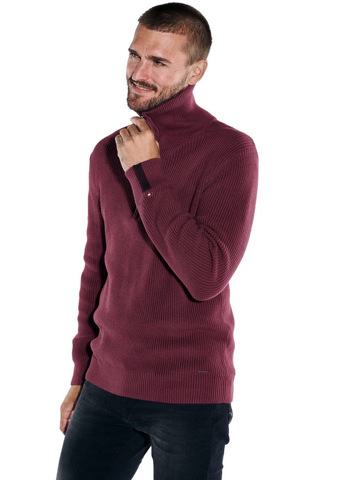 emilio adani Stehkragenpullover emilio adani Herren Pullover mit Troyerkragen, Magenta von emilio adani