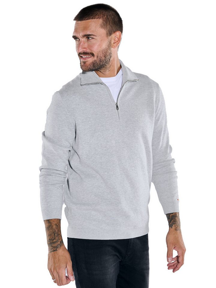 emilio adani Stehkragenpullover emilio adani Herren Pullover mit Troyerkragen, Silbergrau von emilio adani
