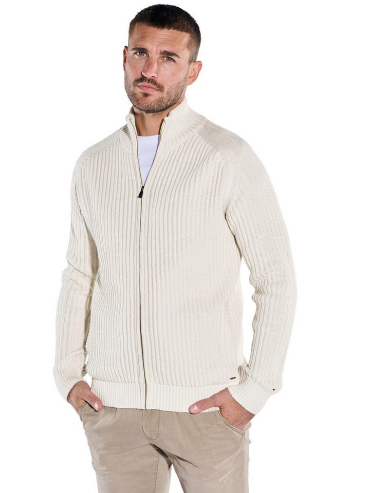emilio adani Strickjacke emilio adani Herren Strickjacke mit Rippstruktur, Creme von emilio adani