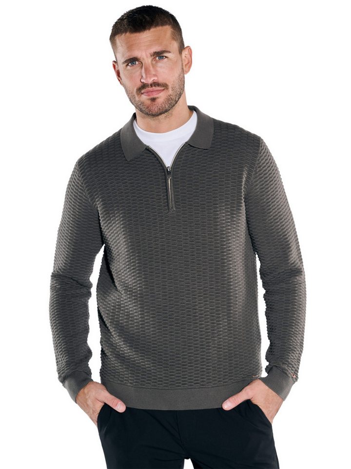 emilio adani Strickpullover emilio adani Herren Langarm-Shirt mit Polokragen, Oliv von emilio adani