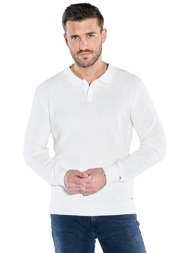 emilio adani Strickpullover emilio adani Herren Pullover mit Polo-Kragen, Reinweiss von emilio adani
