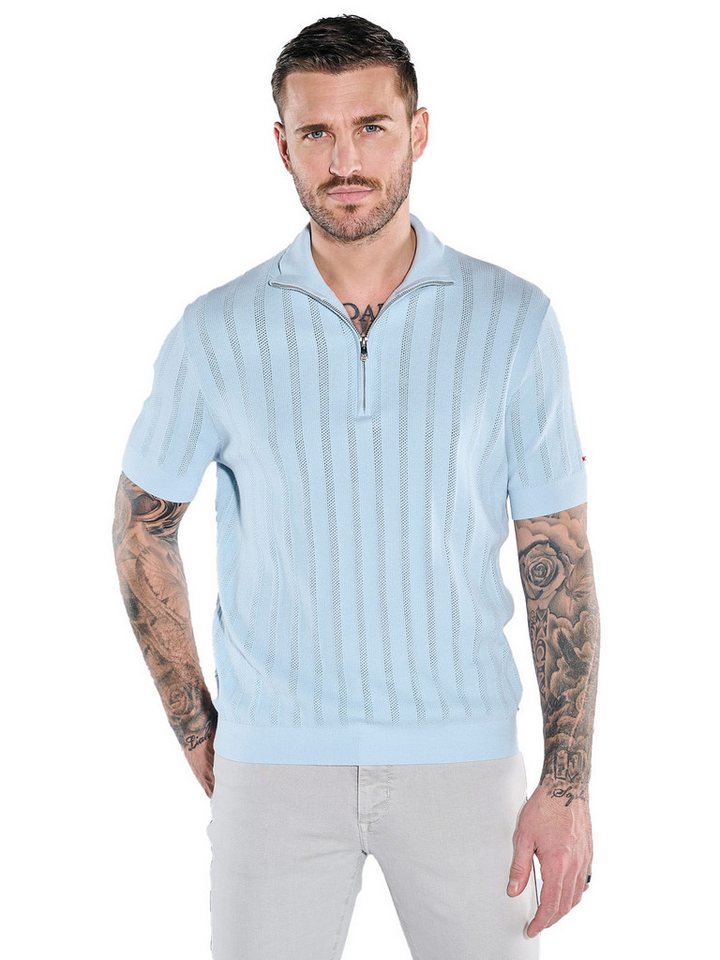 emilio adani Strickpullover emilio adani Herren Strick-Shirt mit Zipper, Hellblau von emilio adani
