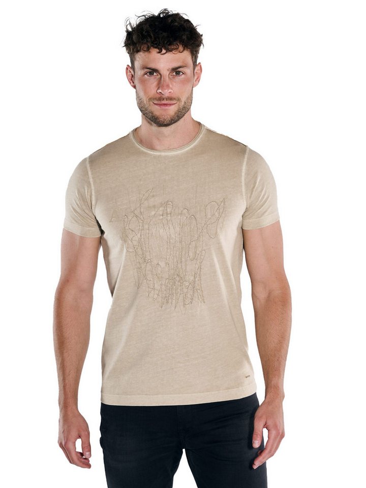 emilio adani T-Shirt emilio adani Herren T-Shirt uni, Braunbeige von emilio adani