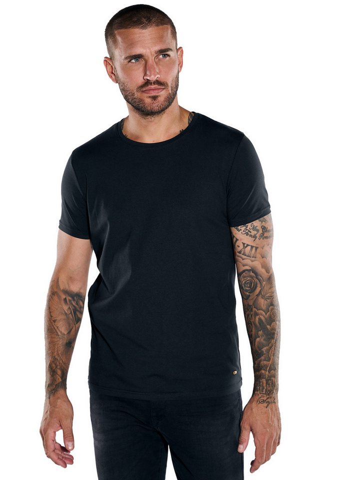 emilio adani T-Shirt emilio adani Herren Basic-Shirt "My Favorite", Schwarz von emilio adani