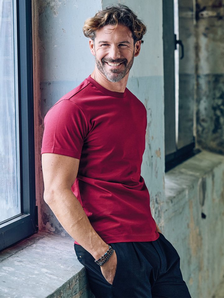 emilio adani T-Shirt emilio adani Herren Rundhals T-Shirt, Bordeaux von emilio adani