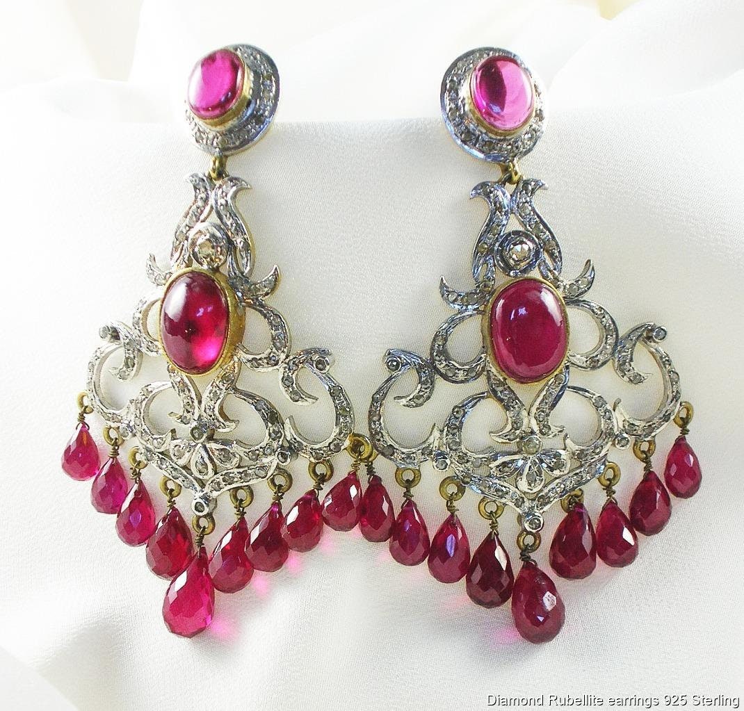 Vintage Rosecut Diamant Rubellit Ohrringe Vintage Rosecut Diamant Rubellit Ohrringe von emilyhartdolls