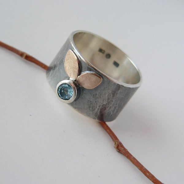 Topaz Silber Und Gold Ring, Breites Band Silberring, Geschenk Für Sie Topaz Silber Und Gold Ring, Breites Band Silberring, Geschenk Für Sie von emimode