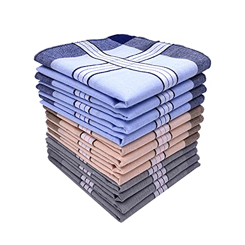 emlstyle Herren Taschentücher 100% Baumwolle Handkerchief mit Karomuster 12 Stück von emlstyle