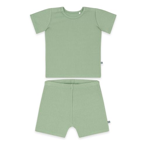 Schlafanzug kurz 2-teilig | Essential Grün 104 von emma & noah
