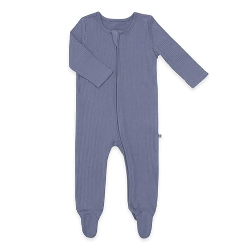 emma & noah Baby Schlafanzug, Weicher & Atmungsaktiver Strampler für Neugeborene, Oeko-TEX Zertifiziert, Langarm Pyjama mit Reißverschluss für Jungen & Mädchen, Mit Füßen (68, Essential Blau) von emma & noah