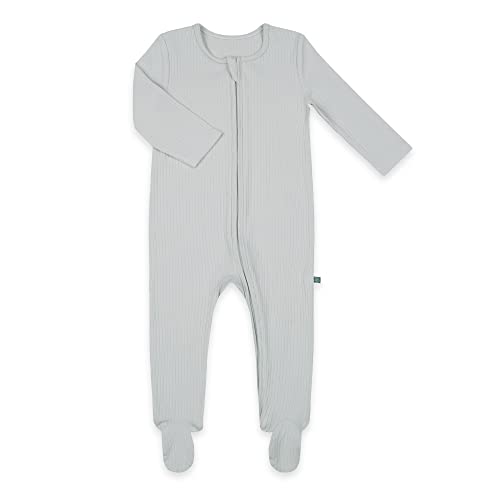 emma & noah Baby Schlafanzug, Weicher & Atmungsaktiver Strampler für Neugeborene, Oeko-TEX Zertifiziert, Langarm Pyjama mit Reißverschluss für Jungen & Mädchen, Mit Füßen (Essential Grau, 50/56 cm) von emma & noah