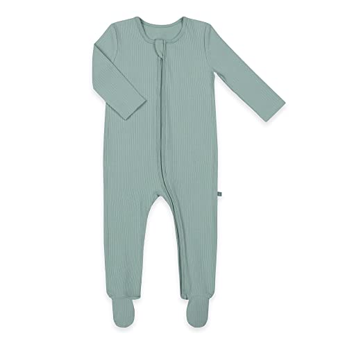 emma & noah Baby Schlafanzug, Weicher & Atmungsaktiver Strampler für Neugeborene, Oeko-TEX Zertifiziert, Langarm Pyjama mit Reißverschluss für Jungen & Mädchen, Mit Füßen (Essential Mint, 50/56 cm) von emma & noah