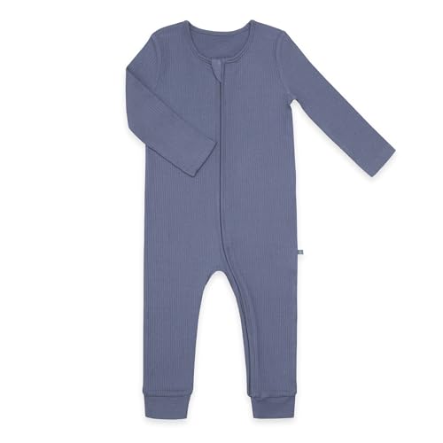 emma & noah Baby Schlafanzug, Weicher & Atmungsaktiver Strampler für Neugeborene, Oeko-TEX Zertifiziert, Langarm Pyjama mit Reißverschluss für Jungen & Mädchen, Ohne Füße (92, Essential Blau) von emma & noah