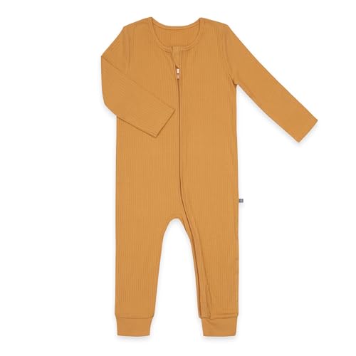 emma & noah Baby Schlafanzug, Weicher & Atmungsaktiver Strampler für Neugeborene, Oeko-TEX Zertifiziert, Langarm Pyjama mit Reißverschluss für Jungen & Mädchen, Ohne Füße (92, Essential Honey) von emma & noah