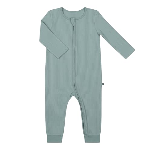 emma & noah Baby Schlafanzug, Weicher & Atmungsaktiver Strampler für Neugeborene, Oeko-TEX Zertifiziert, Langarm Pyjama mit Reißverschluss für Jungen & Mädchen, Ohne Füße (Essential Mint, 80 cm) von emma & noah