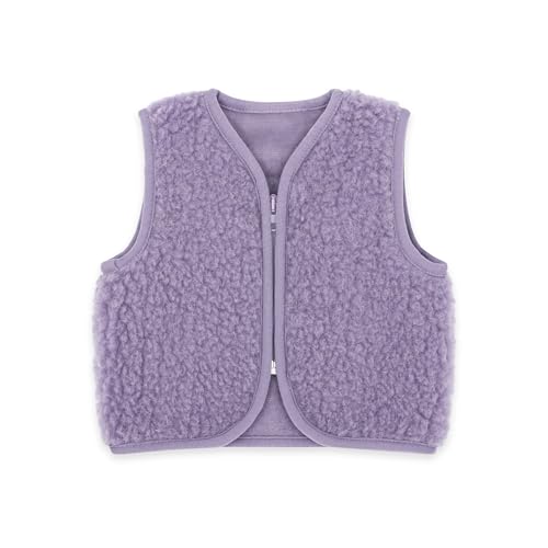 emma & noah Merino Teddy Weste für Kinder, weiche Wollweste aus 100% Merino Wolle, atmungsaktiv & wärmend, mitwachsend (110, Essential Lavendel) von emma & noah