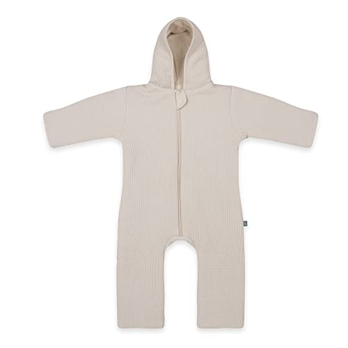 emma & noah Premium Baby Overall mit Kapuze, flauschig weich & Atmungsaktiv, Bio-Baumwolle, OEKO-TEXT Zertifiziert (Essential Beige, 62/68) von emma & noah