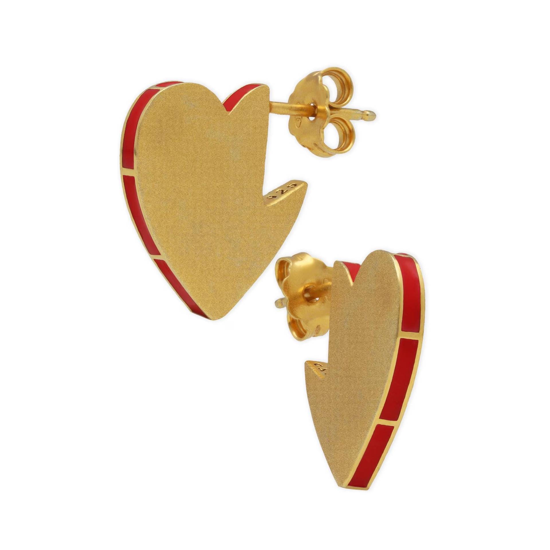 Handgemachte Sterling Silber Herz Ohrstecker Roter Emaille Schmuck von emmanuelaGR