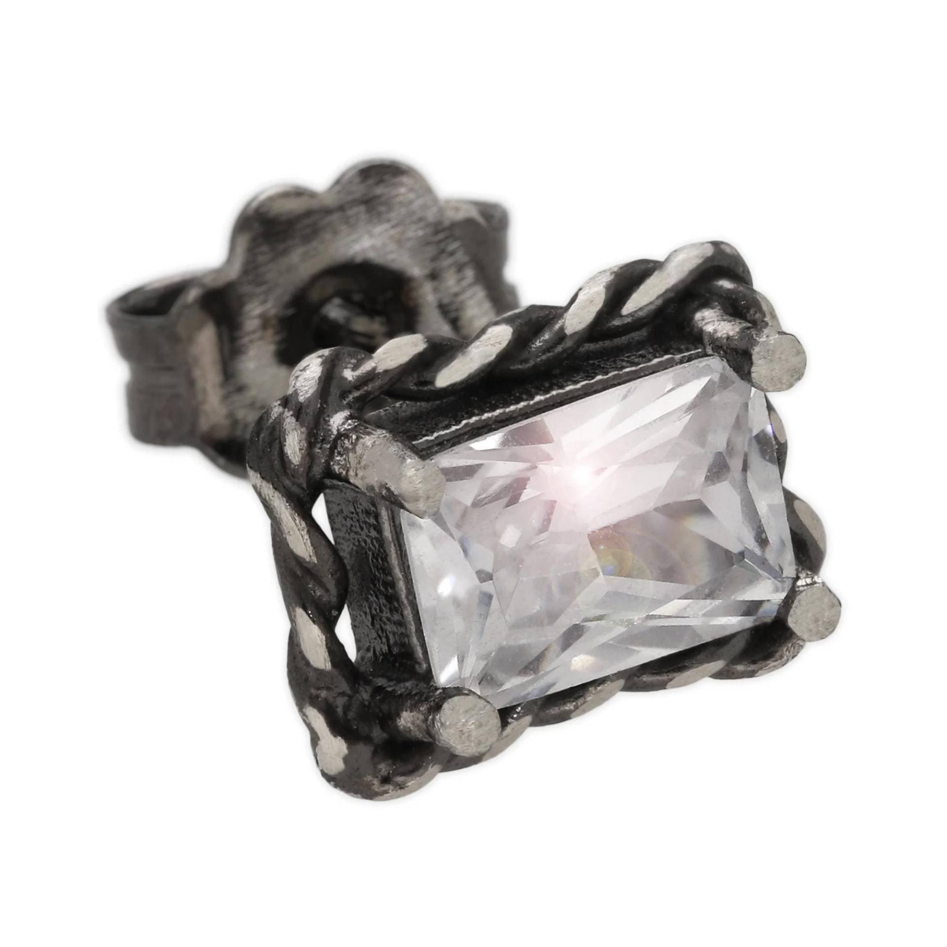 Oxidierter Sterling Silber Herren Ohrstecker Zirkonia von emmanuelaGR